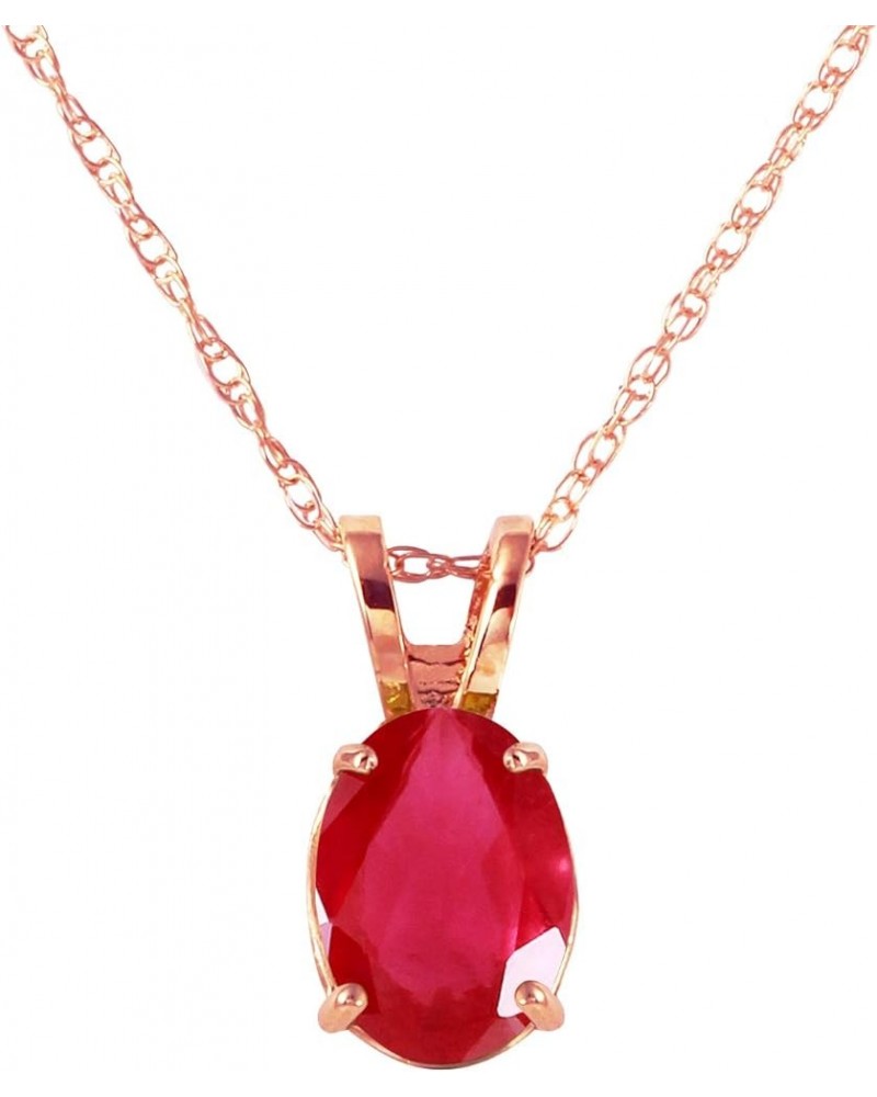 1 ct 14k Solid Rose Gold Necklace Oval-shaped Ruby Pendant 16.0 Inches $91.75 Necklaces