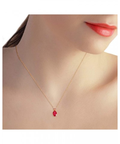 1 ct 14k Solid Rose Gold Necklace Oval-shaped Ruby Pendant 16.0 Inches $91.75 Necklaces