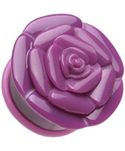 Rose Blossom Flower Single Flared Ear Gauge Plug (Sold by Pair) 1", Purple $10.79 Body Jewelry