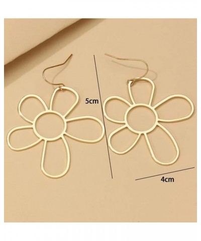 Gold Flower Earrings Elegant Gold Flower Stud Earrings Large Metal Hypoallergenic Floral Statement Drop Earring for Women Tee...