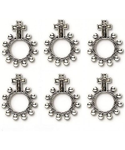 Crucifixion Rosary Ring Silver Oxidized Double Sided 6 Pack $9.61 Rings