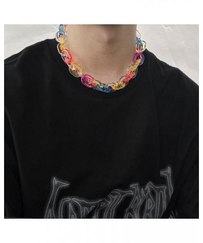 Acrylic Link Chain Choker Necklace Colorful Minimalist Collar Necklace Rainbow Paperclip Chain Necklace for Men Women $7.97 N...