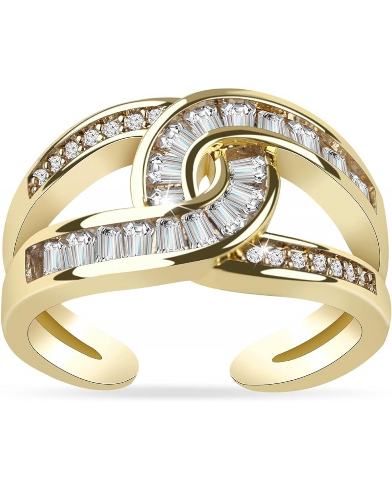 Gold Plated Adjustable Ring Simulated Diamond CZ Ring for Young Girls Women Chanel $5.30 Rings