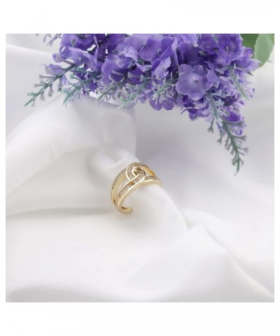 Gold Plated Adjustable Ring Simulated Diamond CZ Ring for Young Girls Women Chanel $5.30 Rings