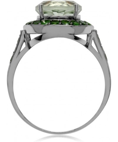 3.75ct. Natural Green Amethyst and Chrome Diopside White Gold Plated 925 Sterling Silver Cocktail Ring $15.02 Rings