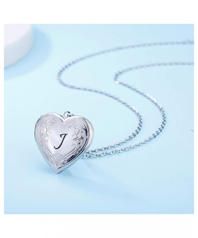 Locket Necklace that Holds Pictures Initial Alphabet A-Z Letter Pendant Necklace Platinum Plated Gifts for Women J $10.25 Nec...