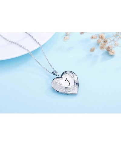 Locket Necklace that Holds Pictures Initial Alphabet A-Z Letter Pendant Necklace Platinum Plated Gifts for Women J $10.25 Nec...