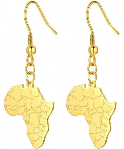 316L Stainless Steel Africa Map Design Earrings, Black/18K Gold Plated, Minimalist Dangle Earrings Statement Jewelry, Come Gi...