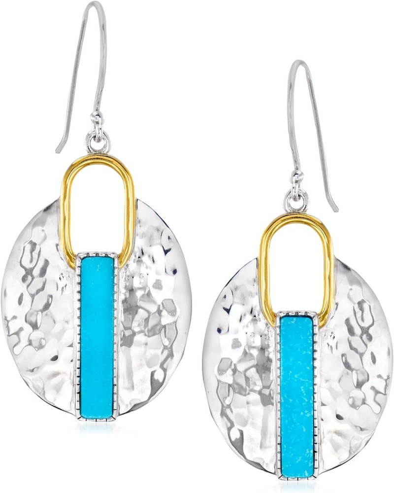 Turquoise Drop Earrings in 2-Tone Sterling Silver $50.96 Earrings