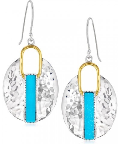 Turquoise Drop Earrings in 2-Tone Sterling Silver $50.96 Earrings