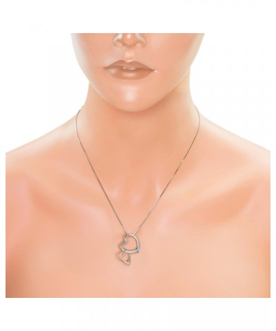 Sterling Silver Two Linked Open Hearts Necklace Pendant with 18" Box Chain $9.61 Necklaces