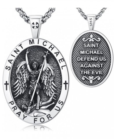 925 Sterling Silver Saint Michael Medal Necklace Jude/St Christopher/Joseph/Virgin Mary Archangel Protect Us Medal Amulet Pen...