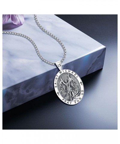 925 Sterling Silver Saint Michael Medal Necklace Jude/St Christopher/Joseph/Virgin Mary Archangel Protect Us Medal Amulet Pen...