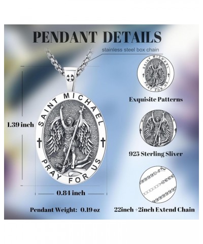 925 Sterling Silver Saint Michael Medal Necklace Jude/St Christopher/Joseph/Virgin Mary Archangel Protect Us Medal Amulet Pen...