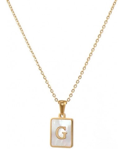 18K Gold Stainless Steel Letter A to Z Initial Necklace Natural White Mother of Pearl Pendant Necklace G $9.66 Necklaces