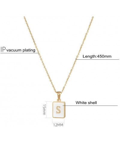 18K Gold Stainless Steel Letter A to Z Initial Necklace Natural White Mother of Pearl Pendant Necklace G $9.66 Necklaces