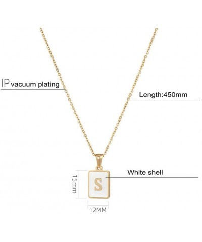 18K Gold Stainless Steel Letter A to Z Initial Necklace Natural White Mother of Pearl Pendant Necklace G $9.66 Necklaces