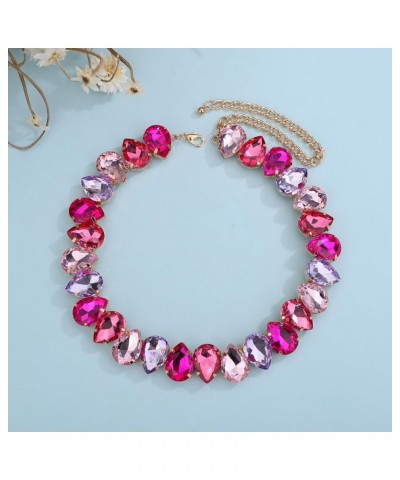 Sparkle Colorful Full Rhinestone Choker Oval Crystal Chain Collar Stunning Boho Crystal Statement Clavicle Choker Necklace fo...