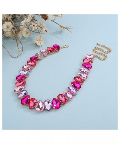 Sparkle Colorful Full Rhinestone Choker Oval Crystal Chain Collar Stunning Boho Crystal Statement Clavicle Choker Necklace fo...