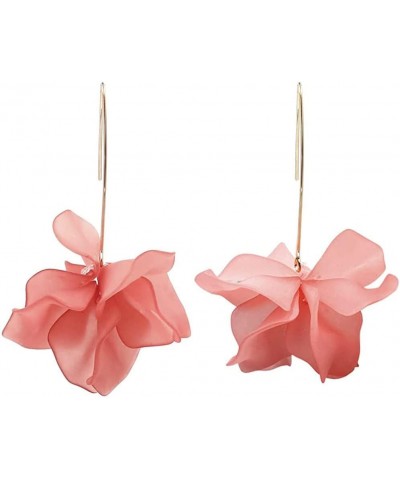 Pink Flower Earrings Dangle Cherry Blossoms Sakura Floral Teardrop Lily Fairy Leaf Petal Drop Spring Women Accessories Lily p...