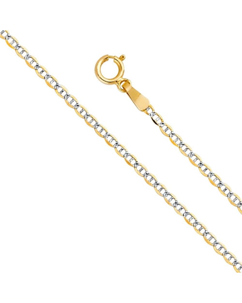 14k Real Two Tone Gold Solid 1.5mm Flat Mariner Chain Necklace with Spring Ring Clasp 22.0 Inches $47.38 Necklaces