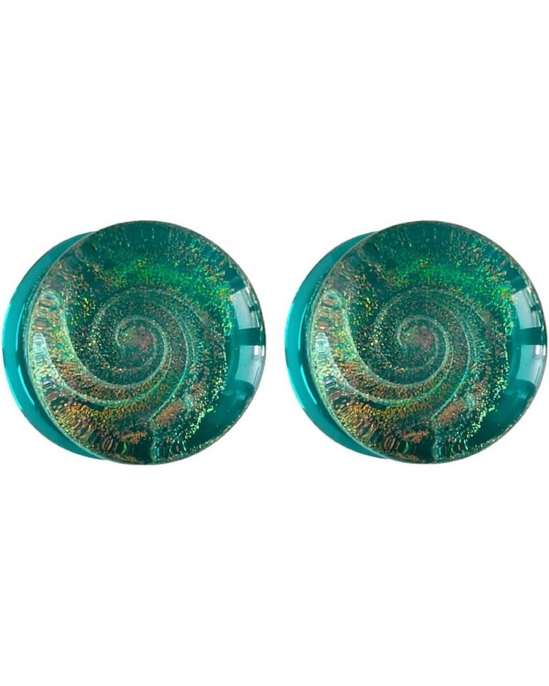 SoScene Sparkle Galaxy Double Flared Glass Plugs 22mm- 7/8 inch Teal $10.17 Body Jewelry