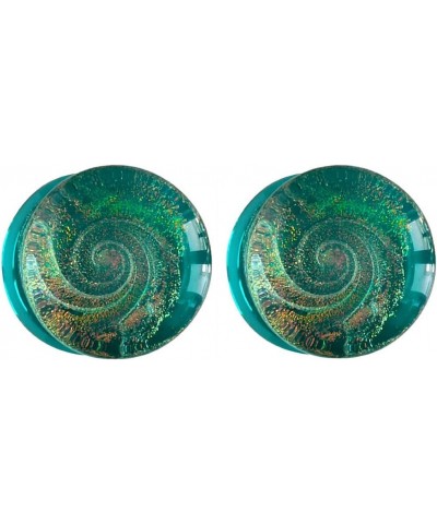 SoScene Sparkle Galaxy Double Flared Glass Plugs 22mm- 7/8 inch Teal $10.17 Body Jewelry