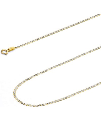 14k Real Two Tone Gold Solid 1.5mm Flat Mariner Chain Necklace with Spring Ring Clasp 22.0 Inches $47.38 Necklaces