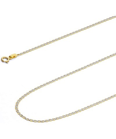 14k Real Two Tone Gold Solid 1.5mm Flat Mariner Chain Necklace with Spring Ring Clasp 22.0 Inches $47.38 Necklaces