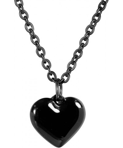 Stainless Steel Pendant Necklace for Women Heart Charms Link Chains 23" Length Lobster Clasp A3: Black $10.06 Necklaces