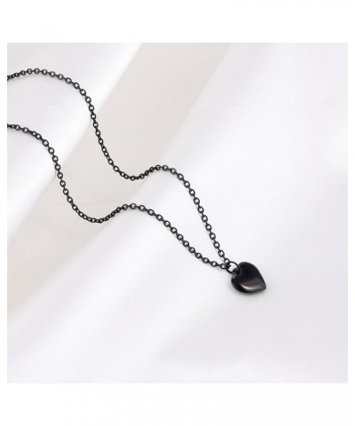 Stainless Steel Pendant Necklace for Women Heart Charms Link Chains 23" Length Lobster Clasp A3: Black $10.06 Necklaces