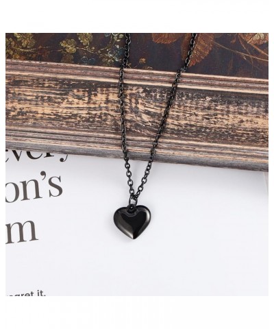 Stainless Steel Pendant Necklace for Women Heart Charms Link Chains 23" Length Lobster Clasp A3: Black $10.06 Necklaces