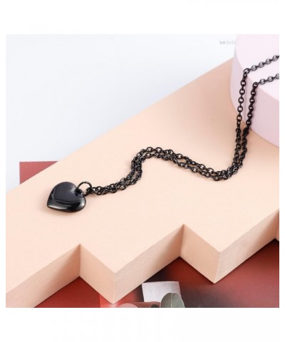 Stainless Steel Pendant Necklace for Women Heart Charms Link Chains 23" Length Lobster Clasp A3: Black $10.06 Necklaces