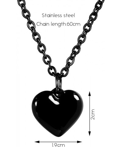 Stainless Steel Pendant Necklace for Women Heart Charms Link Chains 23" Length Lobster Clasp A3: Black $10.06 Necklaces