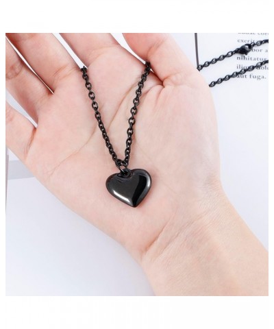 Stainless Steel Pendant Necklace for Women Heart Charms Link Chains 23" Length Lobster Clasp A3: Black $10.06 Necklaces