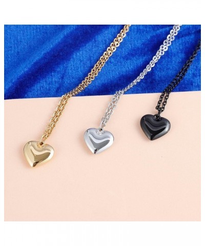 Stainless Steel Pendant Necklace for Women Heart Charms Link Chains 23" Length Lobster Clasp A3: Black $10.06 Necklaces