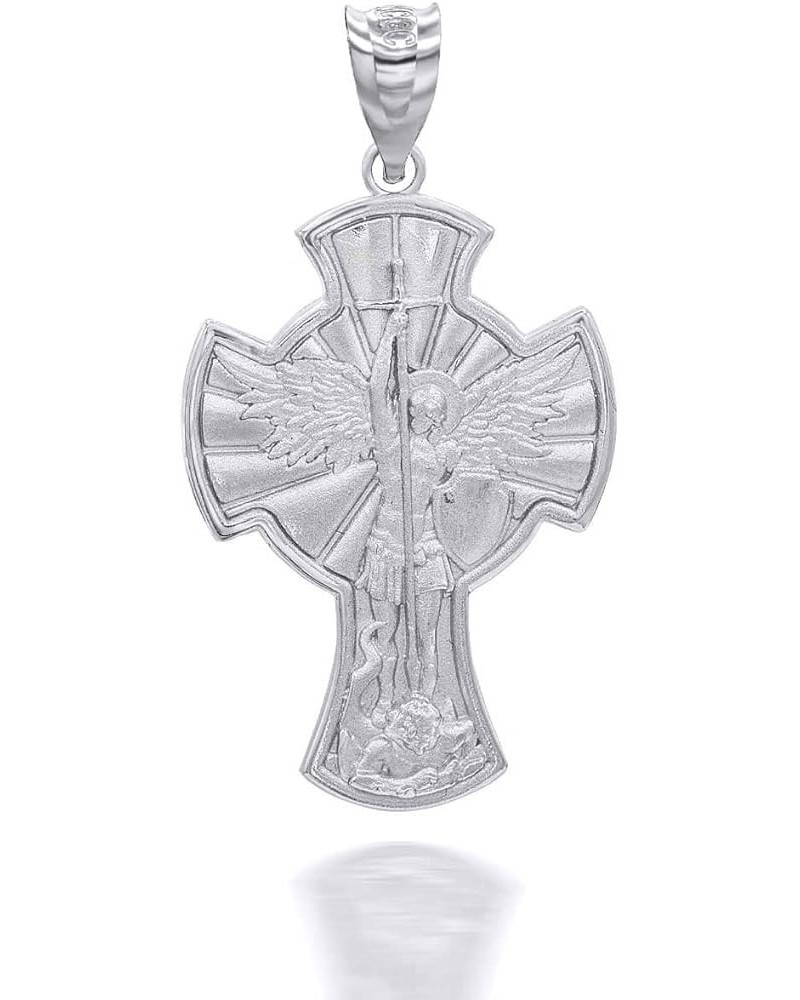 10K Yellow, White, or Rose Gold Saint Michael The Archangel Medallion Cross Pendant - Choice of Metal Color 10K White Gold $1...