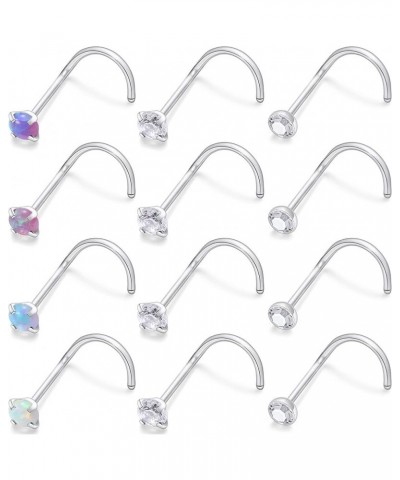 18G 20G 22G Nose Rings Studs Surgical Steel Nose Stud Set 1.5mm 2mm 2.5mm 3mm Diamond Cubic Zirconia Opal Screw L Shaped Stra...