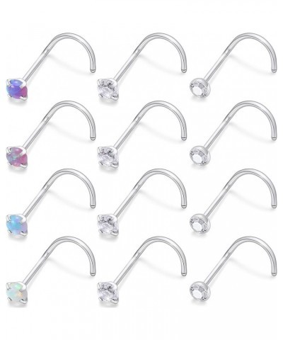 18G 20G 22G Nose Rings Studs Surgical Steel Nose Stud Set 1.5mm 2mm 2.5mm 3mm Diamond Cubic Zirconia Opal Screw L Shaped Stra...