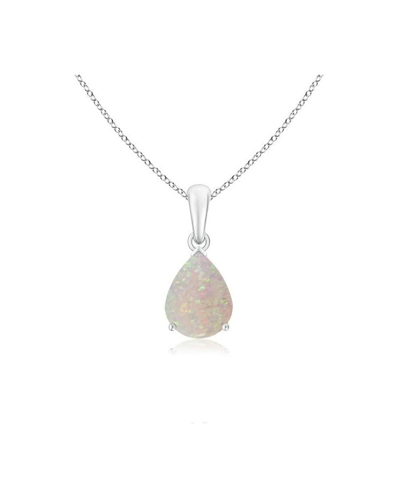 Natural Opal Solitaire Pendant Necklace for Women, Girls in 14K Solid Gold/Platinum | October Birthstone | Jewelry Gift for H...