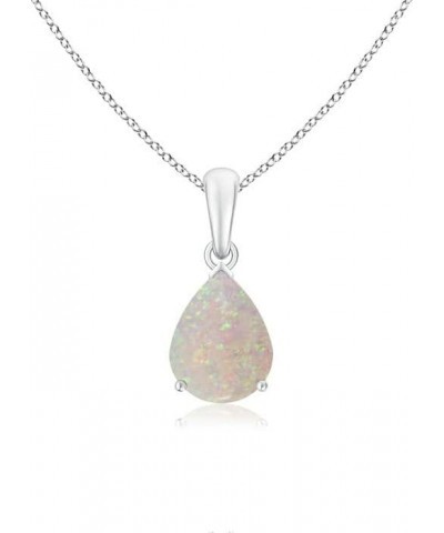 Natural Opal Solitaire Pendant Necklace for Women, Girls in 14K Solid Gold/Platinum | October Birthstone | Jewelry Gift for H...