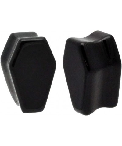 Pair of Black Onyx Stone Coffin Shaped Double Flare Plugs (STN-638) 9/16" (14mm) $9.89 Body Jewelry