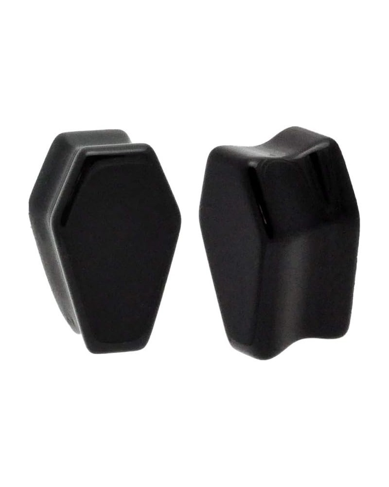 Pair of Black Onyx Stone Coffin Shaped Double Flare Plugs (STN-638) 9/16" (14mm) $9.89 Body Jewelry