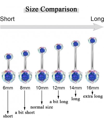 14G Surgical Steel Belly Button Rings for Women Girls Cubic Zirconia Navel Rings Belly Curved Barbell Belly Piercing Jewelry ...