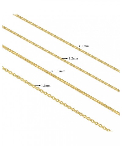 10k 14k 18k Real Gold Thin Gold Chain Necklace for Women, Classic Thin Cable Chain Necklace 1mm, 1.2mm, 1.35mm, 1.6mm, 1.75mm...