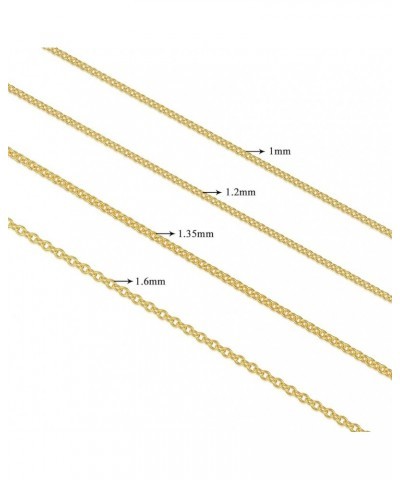 10k 14k 18k Real Gold Thin Gold Chain Necklace for Women, Classic Thin Cable Chain Necklace 1mm, 1.2mm, 1.35mm, 1.6mm, 1.75mm...