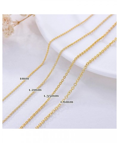 10k 14k 18k Real Gold Thin Gold Chain Necklace for Women, Classic Thin Cable Chain Necklace 1mm, 1.2mm, 1.35mm, 1.6mm, 1.75mm...