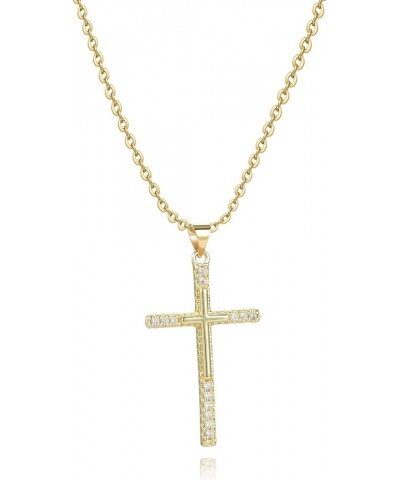 Women 18 inch Gold Cross Necklace for Couple Men Clear CZ Heart Brother Sister Women Dad Friends Birthday Anniversary Latin C...
