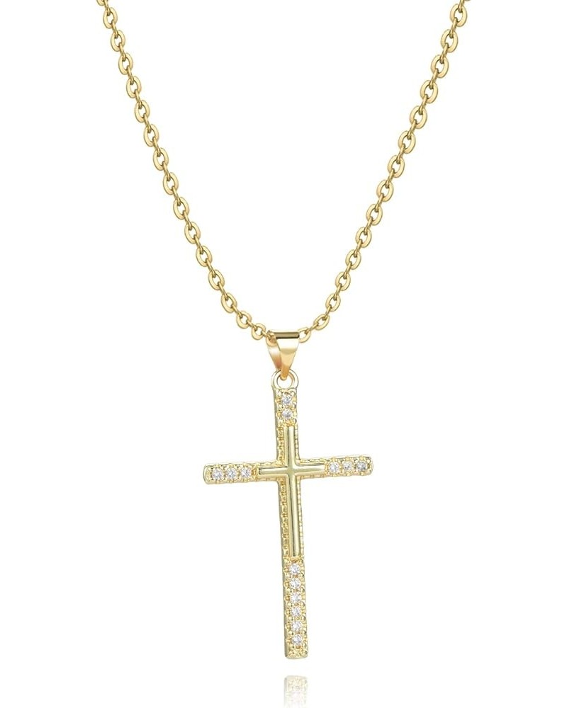 Women 18 inch Gold Cross Necklace for Couple Men Clear CZ Heart Brother Sister Women Dad Friends Birthday Anniversary Latin C...