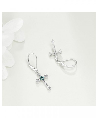 Celtic Cross Earrings Sterling Silver Irish Cross Drop Dangle Earrings Fashion Jewelry Gift for Women Girls Shamrock $15.84 E...